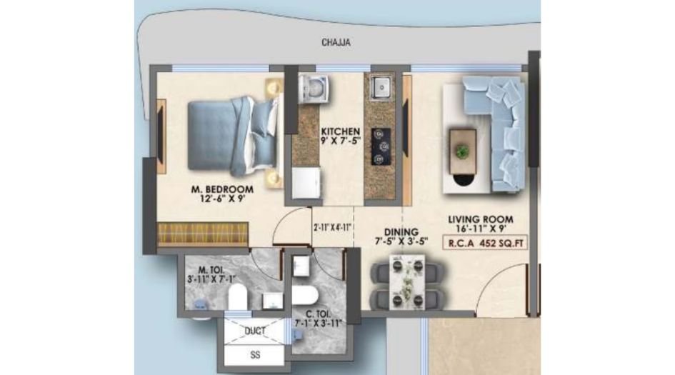 Nicco-Om-Mayuresh-1BHK-Floor-Plan
